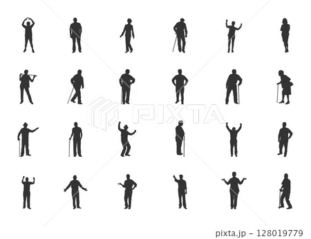 Seniors mature person silhouette, Old man silhouette, Elderly person silhouette, Old people silhouette, Old people vector, Old woman silhouettes Seniors mature person silhouette, Old man silhouette, Elderly person silhouette, Old people silhouette, Old people vector, Old woman silhouettes 128019779
