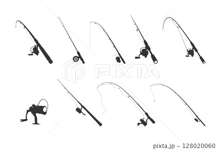 Fishing rod silhouette, Fishing rod svg, Fishing pole svg, Spinning rods svg, Spinning rods illustration, Fishing rod bundle, Fishing rod clipart 128020060