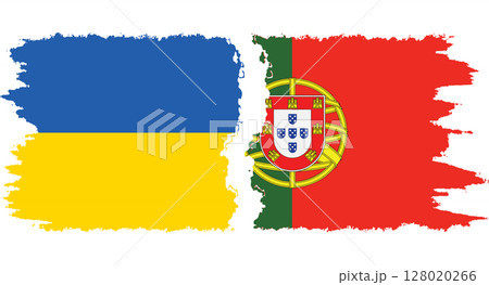 Portugal and Ukraine grunge flags connection vector Portugal and Ukraine grunge flags connection vector 128020266