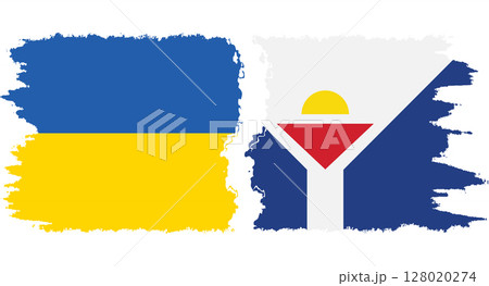 Saint Martin and Ukraine grunge flags connection vector 128020274