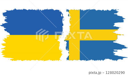 Sweden and Ukraine grunge flags connection vector 128020290