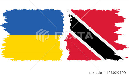 Trinidad and Tobago and Ukraine grunge flags connection vector 128020300