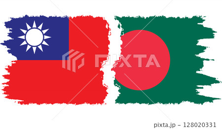 Bangladesh and Taiwan grunge flags connection vector Bangladesh and Taiwan grunge flags connection vector 128020331