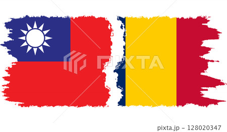 Chad and Taiwan grunge flags connection vector Chad and Taiwan grunge flags connection vector 128020347
