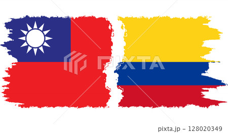 Colombia and Taiwan grunge flags connection vector Colombia and Taiwan grunge flags connection vector 128020349