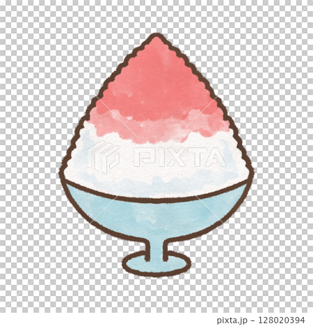 水彩タッチで描かれた日本の夏のシンプルなかき氷 水彩タッチで描かれた日本の夏のシンプルなかき氷 128020394