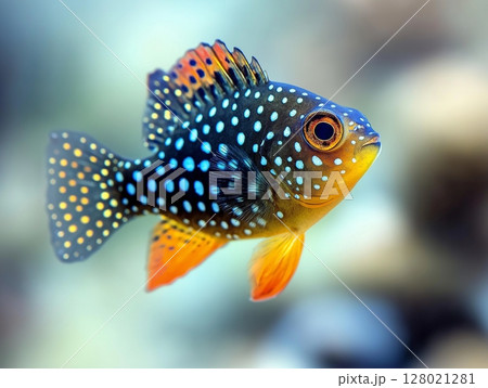 Beautiful aquarium fish swimming gracefully in clear water, close-up, tropical and colorful. Beautiful aquarium fish swimming gracefully in clear water, close-up, tropical and colorful. 128021281