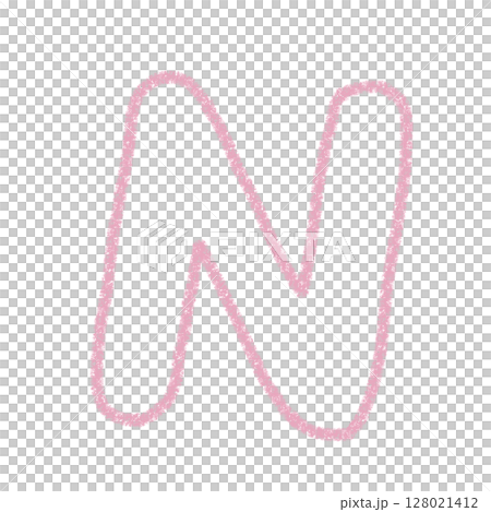 字母N 手寫字母 可愛素材 粉紅色 插畫素材 圖示 蠟筆風格 128021412
