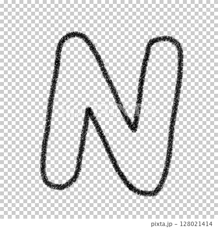 字母N 手寫字母 可愛素材黑色插畫素材圖示蠟筆風格 128021414