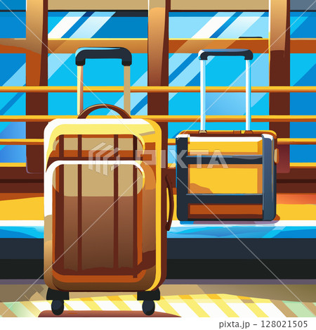 Luggage for travel. Cartoon style. Vector illustration 128021505