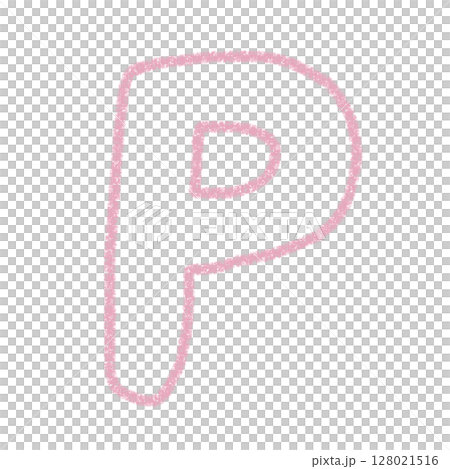 字母P 手寫字母 可愛素材 粉紅色 插畫素材 圖示 蠟筆風格 128021516