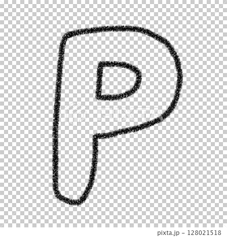 字母P 手寫字母 可愛素材黑色插畫素材圖示蠟筆風格 128021518