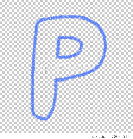 字母P 手寫字母 可愛 素材 藍色 插圖 素材 圖示 蠟筆風格 128021519