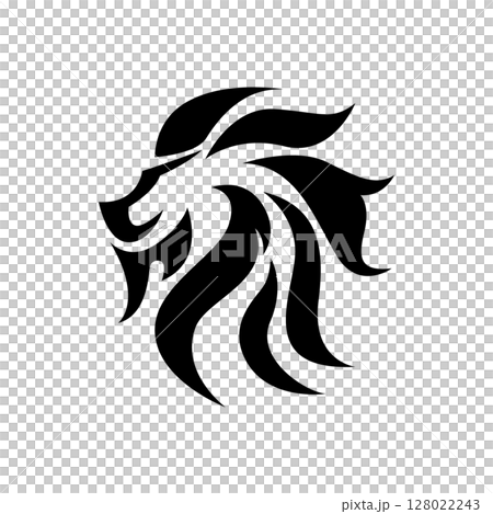 時尚的獅子剪影標誌(單色) 時尚的獅子剪影標誌(單色) 128022243