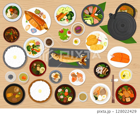 いろいろな料理のイラスト 128022429