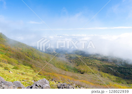 【山岳素材】初秋の頃の天狗原と雲海【長野県】 128022939