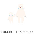 ネッククーラーをしたしろくまの親子 128022977