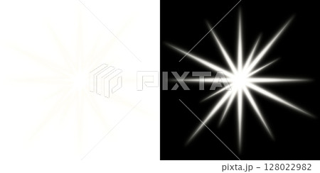 輝くスターバースト（透明背景と黒背景）- ホワイトバージョン 128022982