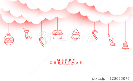 merry christmas festive season element background with papercut cloud 128023073