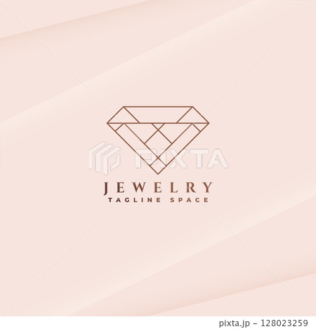 line style jewelry logo template with diamond icon minimal design 128023259