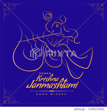 creative krishna janmashtami festival card design 128023462