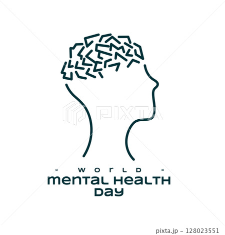 international mental health awareness poster with line art human head international mental health awareness poster with line art human head 128023551