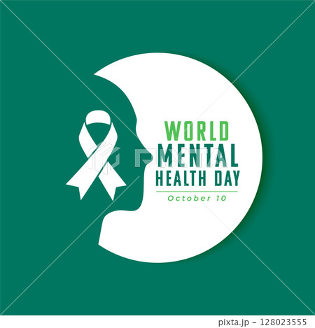 world mental health day campaign poster with artistic human head 128023555