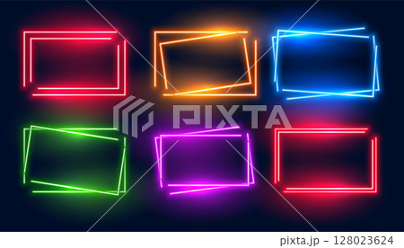 collection of six shiny neon frame with blank space collection of six shiny neon frame with blank space 128023624