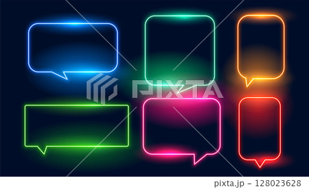 luminous glowing neon chat bubble frame in set luminous glowing neon chat bubble frame in set 128023628