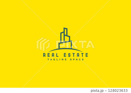 real estate logo with township building design 128023633