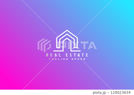 real estate logotype with geometric arcs symbol 128023634