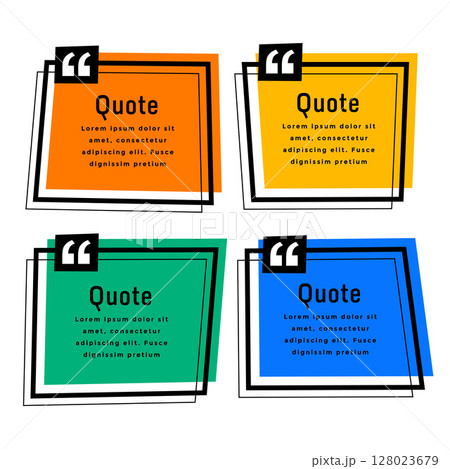 cartoon style testimonial quote mark template in set 128023679