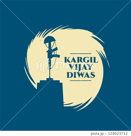 brush stroke style kargil vijay diwas background with war memorial theme 128023712