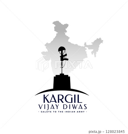 kargil victory day warrior background with indian map silhouette 128023845