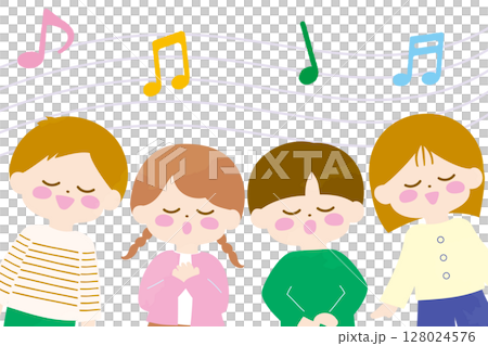 楽しく歌をうたう子どもたちのイラスト 128024576