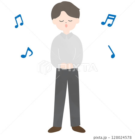 歌を歌う若い男性のイラスト 128024578