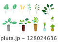 観葉植物と植物のパーツセット　ベクターデータグラフィック素材 128024636