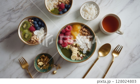 Antioxidant-Rich Breakfast Setup by a Wellness Influencer 128024803