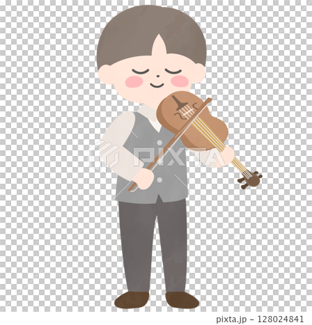 バイオリンを弾く男の子のイラスト 128024841