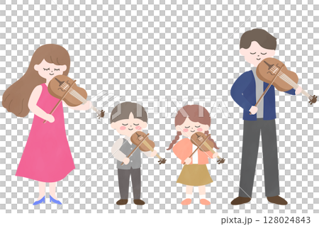 一家人拉小提琴的插圖 128024843