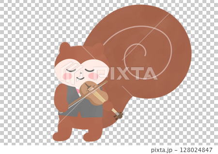 バイオリンを弾くかわいいリスのイラスト 128024847