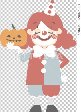 happy halloween holiday festival with character of boys wearing bozo clown costume and pumpkin, flat png illustration cartoon character design happy halloween holiday festival with character of boys wearing bozo clown costume and pumpkin, flat png illustration cartoon character design 128024904