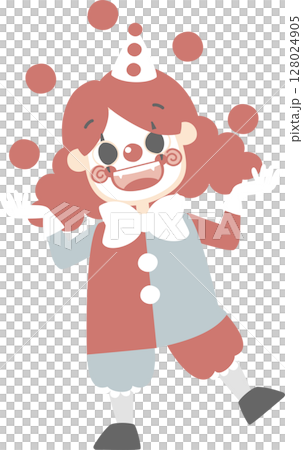 happy halloween holiday festival with character of boys wearing bozo clown costume, flat png illustration cartoon character design 128024905