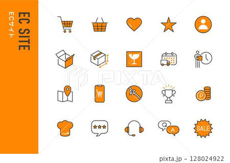 ECサイトの線画アイコン20点セット ECサイトの線画アイコン20点セット 128024922