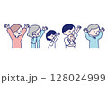 大きく喜ぶ家族 128024999