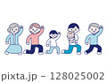 元気なポーズの家族 128025002