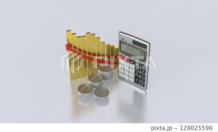 The Calculator and coins for Business concept 3d Rendering. 128025590