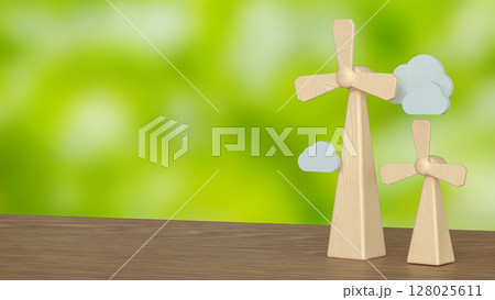 The Windmill for clean energy  for ecology concept 3d Rendering. 128025611