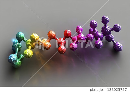 Colorful Molecular Chain on Gray Background 128025727