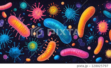 Colorful microbes in space 128025797